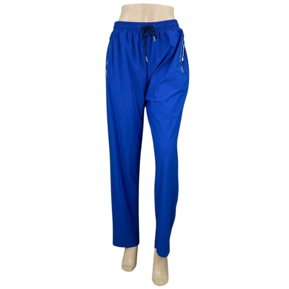 StretchActive Blue Short Length Wide Leg Athletic Warm Ups Track Pants